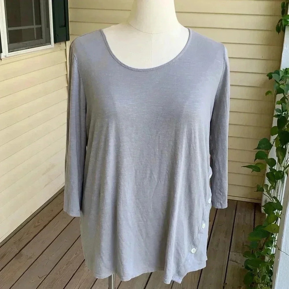 J Jill Pure Jill Asymmetric Button Tunic Size XL Gray Modal 3/4 Sleeve *flaw - Picture 1 of 9